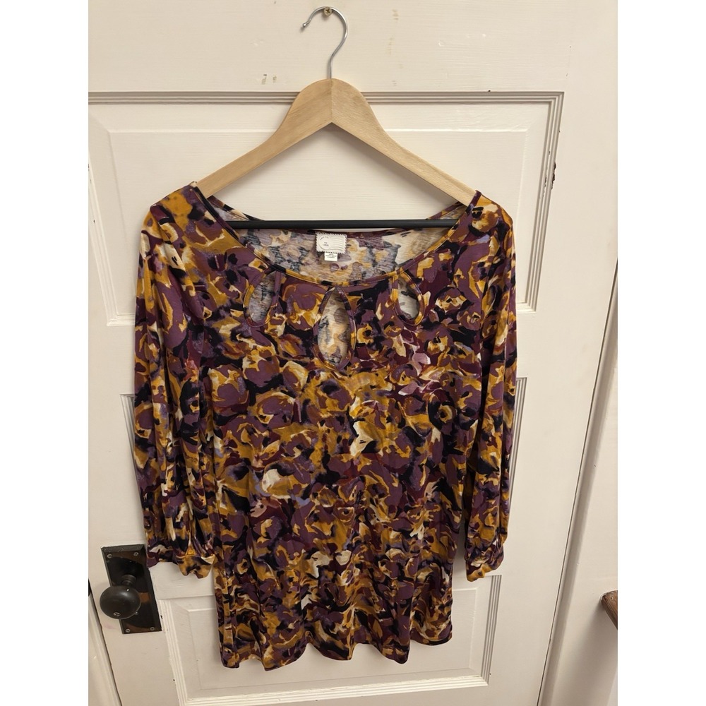 Postmark Anthropologie Purple Cutout Traced Teardrops Pullover Top‎ Size Large